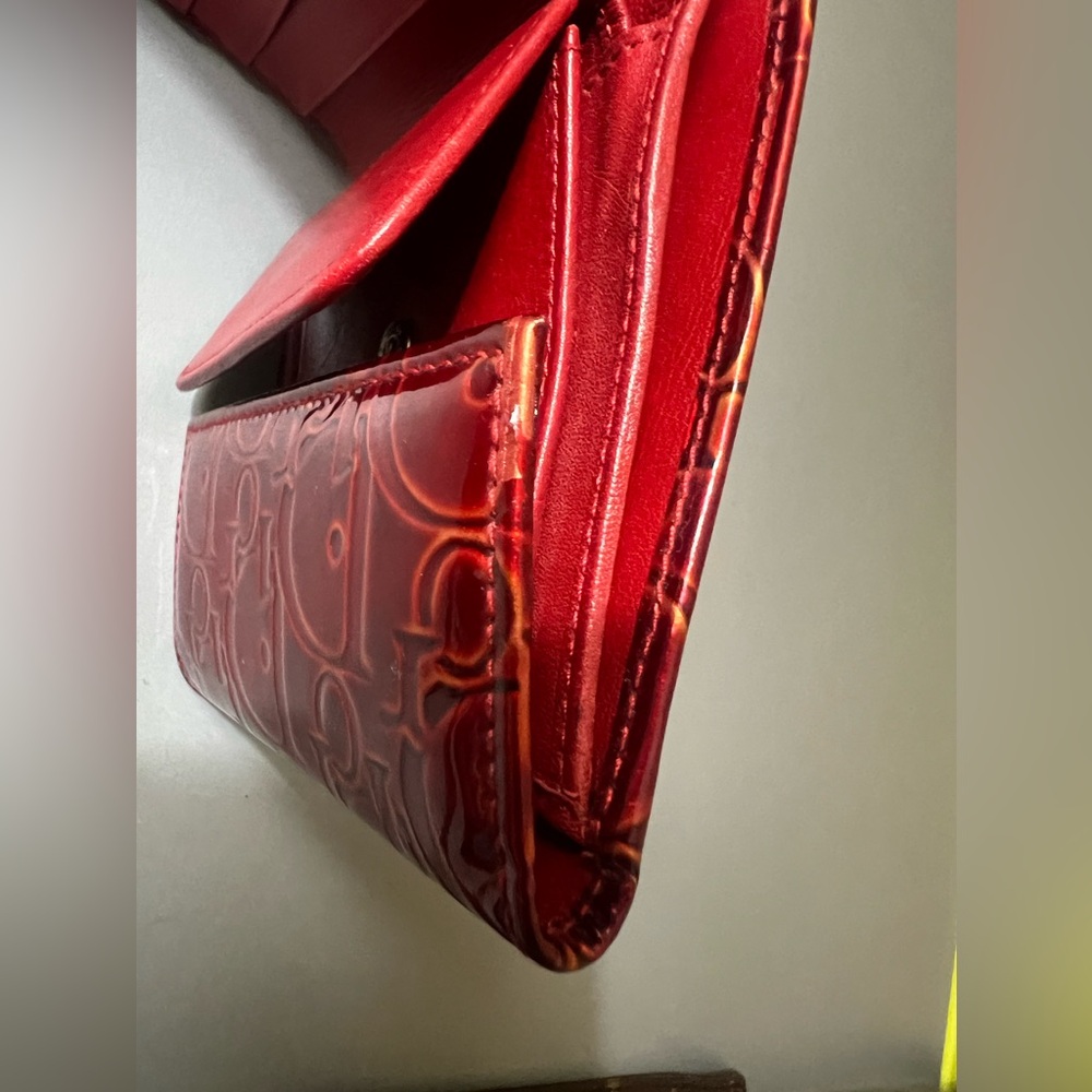 Dior Red Embossed Wallet - Picture 12 of 16